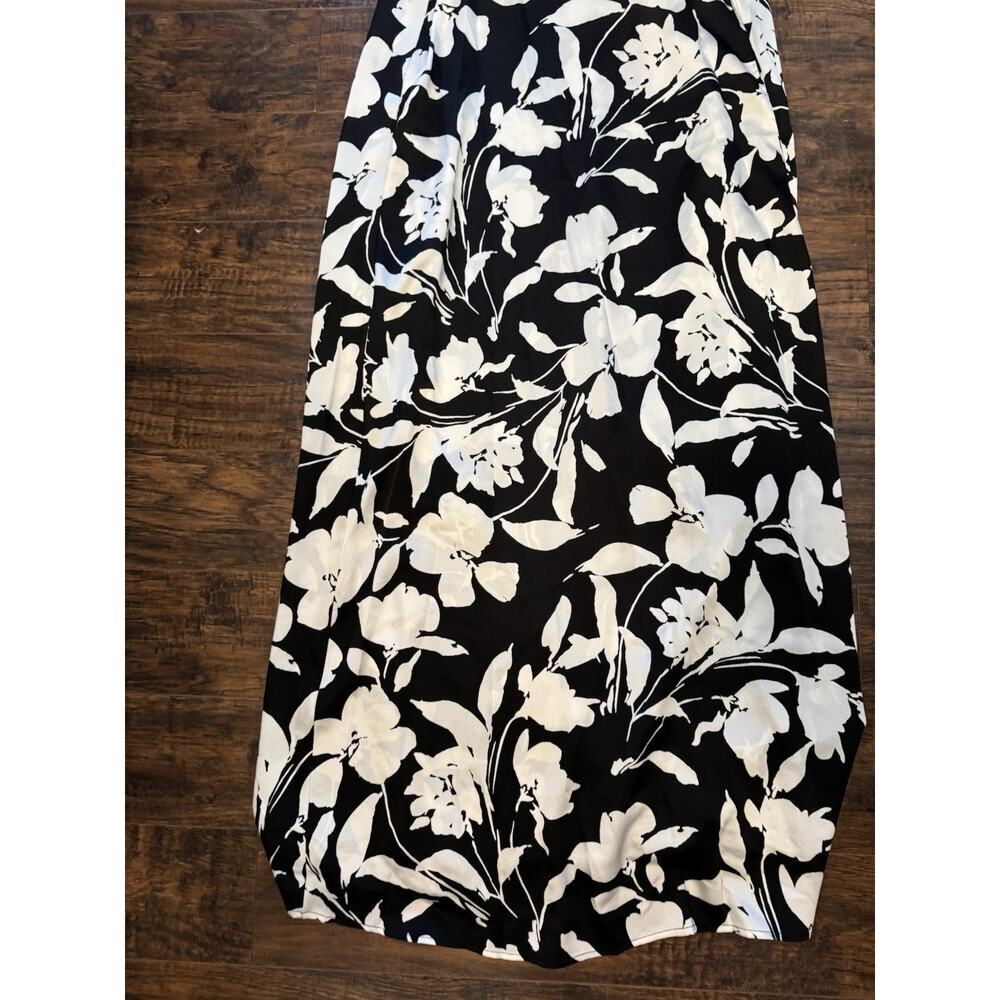 Tahari ASL Floral Maxi Dress With Pockets Black White Size L New With Tags - Picture 2 of 10